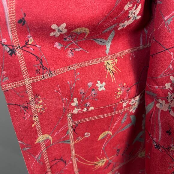 Solitaire‎ jacket Medium Red Floral Kimono Asian inspired open cascade - Picture 5 of 8